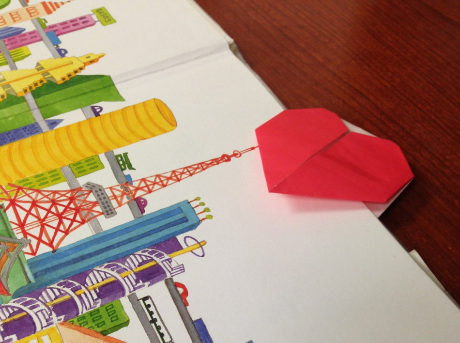 origami heart bookmark